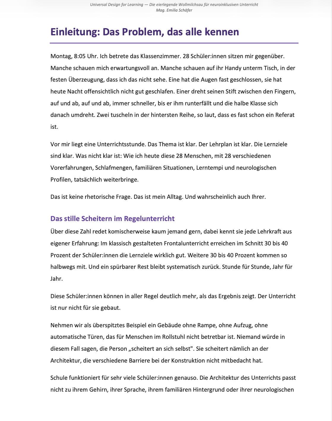 Die eierlegende Wollmilchsau für inklusiven Unterricht: UDL nach Novak & CAST